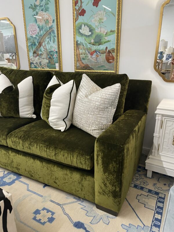 Massoud Bentley sofa in crushed green velvet 2 over 2 seat. - Image 2