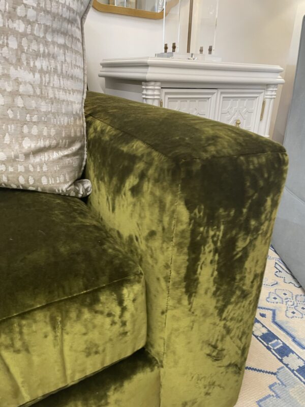 Massoud Bentley sofa in crushed green velvet 2 over 2 seat. - Image 4
