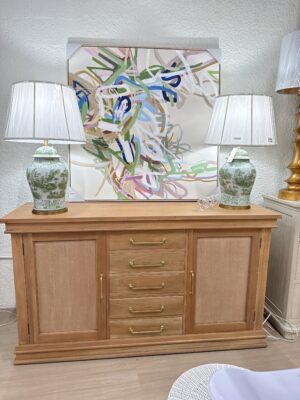 Wilson 2 Door Sideboard | Driftwood 5 drawer storage - gold hardware