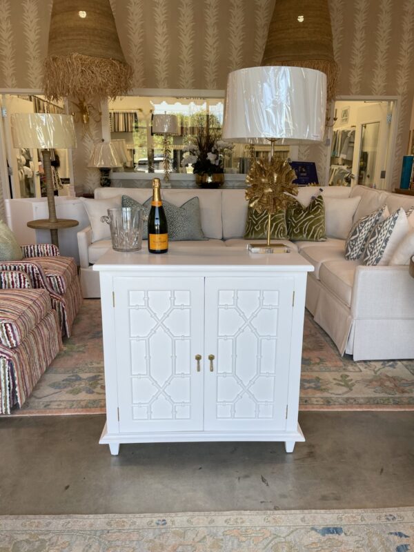 Faux bamboo bar hutch in white - Image 4