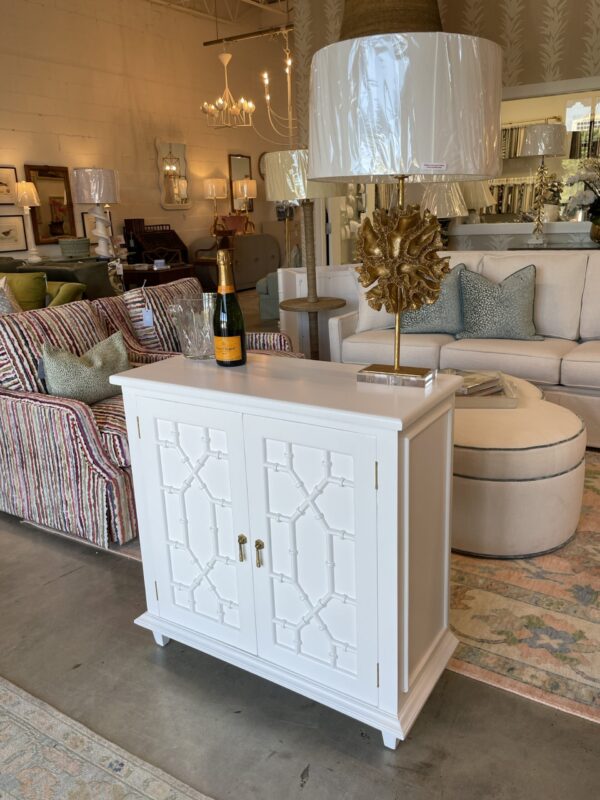 Faux bamboo bar hutch in white - Image 3