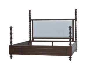 Milano king bed in TKB wooden finish with white upholstery