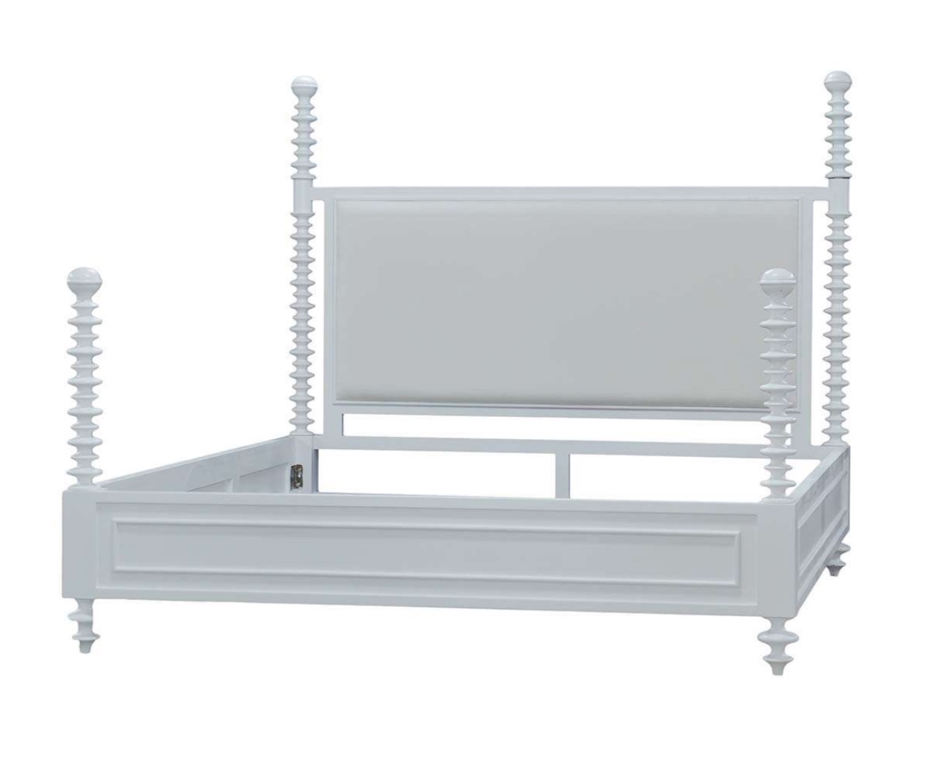 Milano king bed in true white finish with white upholstery