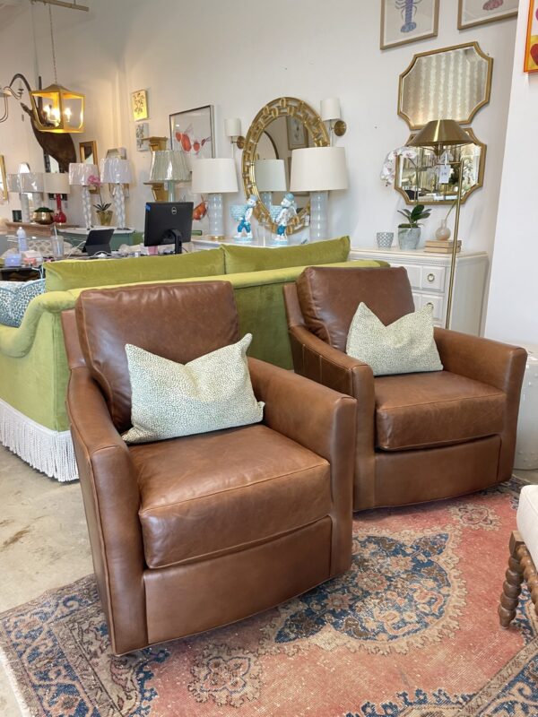 Custom set of leather swivel chairs CRLAINE $2950 each - Image 5