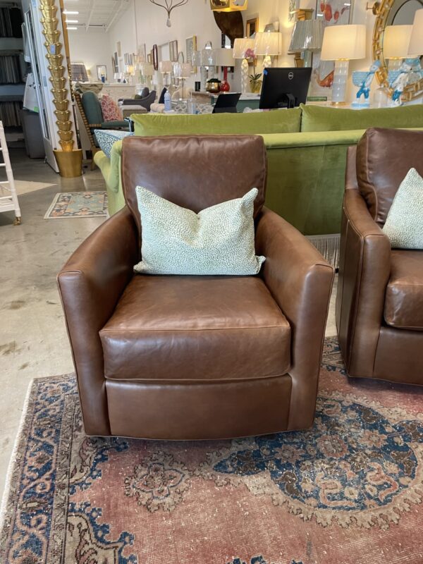 Custom set of leather swivel chairs CRLAINE $2950 each - Image 9