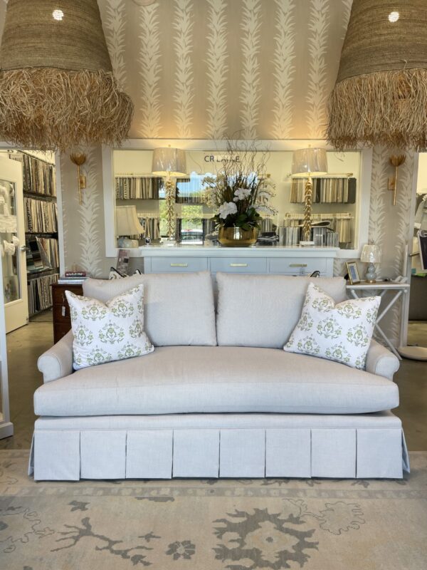 CR Lane magnolia skirted sofa 2 over 1! In Tiny Ticking Tan Fabric