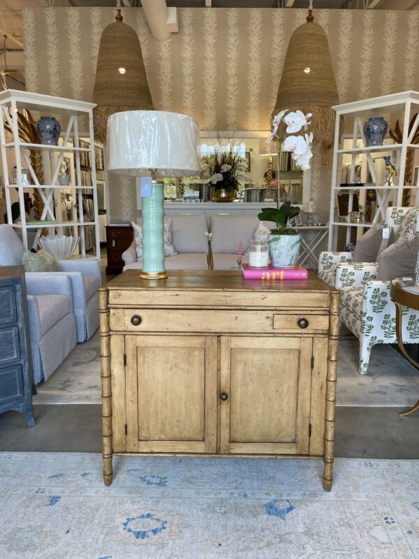 Faux bamboo chest! With small drawer and liftable lid with open storage! - Image 2