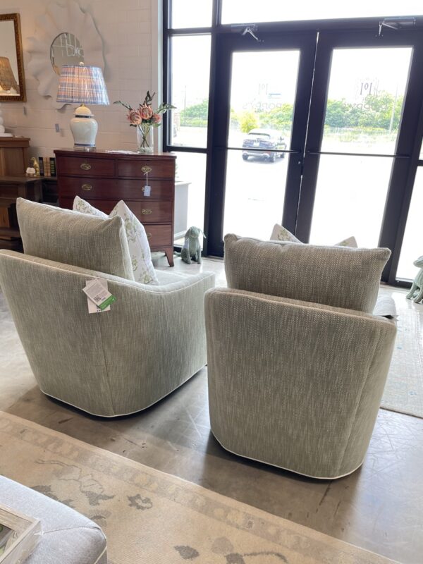 Set of CRLAINEgreen fabric swivel chairs! 
$2500 each - Image 3