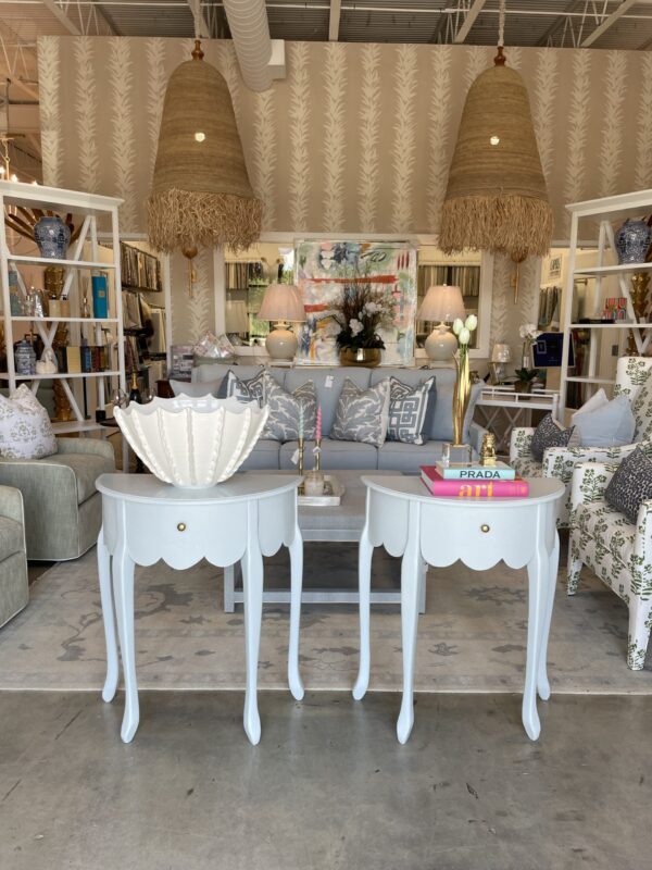 Vintage Demilune scalloped table set! Lacquered in a baby blue!!
$775 each - Image 4