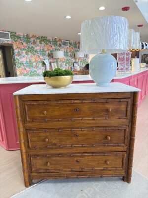 Vintage faux bamboo chest with marble top!
