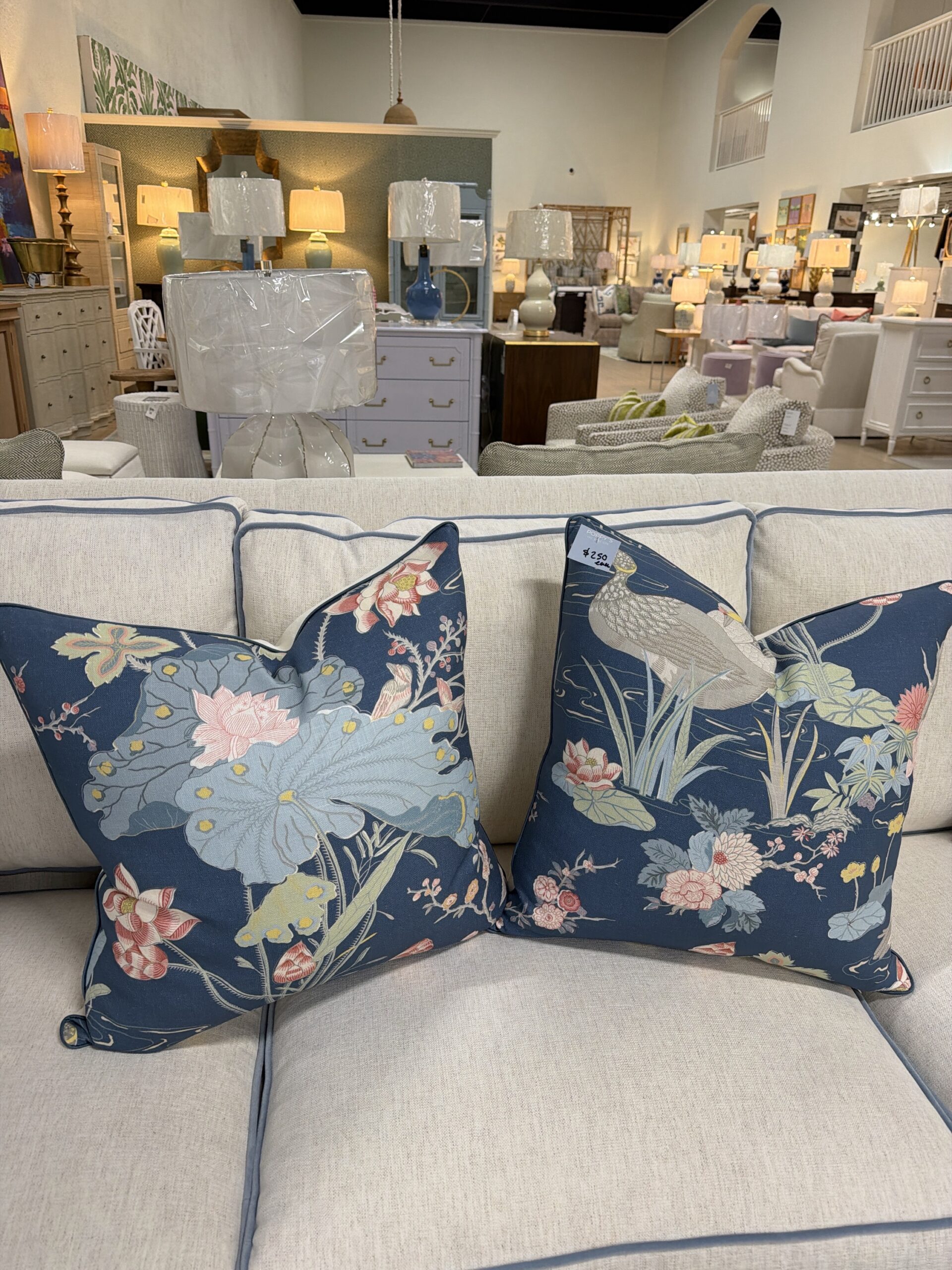 22 x 22 pillows with down inserts (set of 2) SOLD AS A SET blue lotus