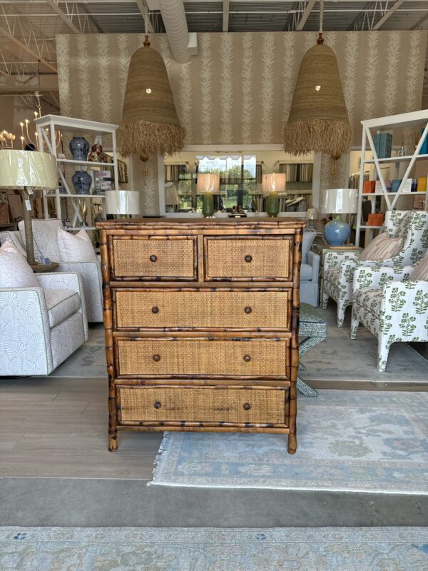 NEW  faux bamboo and Caine chest of drawers - Image 2