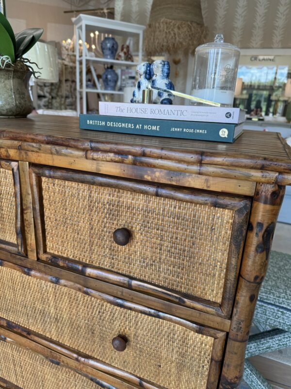 NEW  faux bamboo and Caine chest of drawers - Image 4