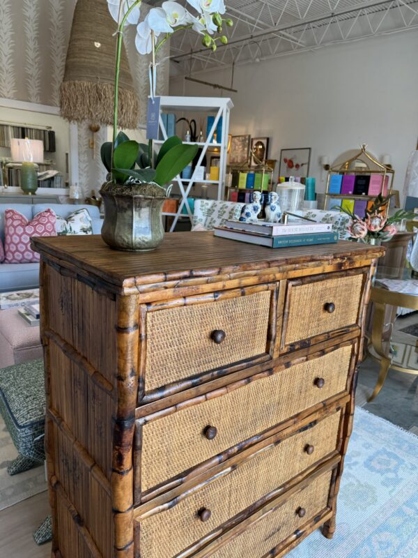 NEW  faux bamboo and Caine chest of drawers - Image 5
