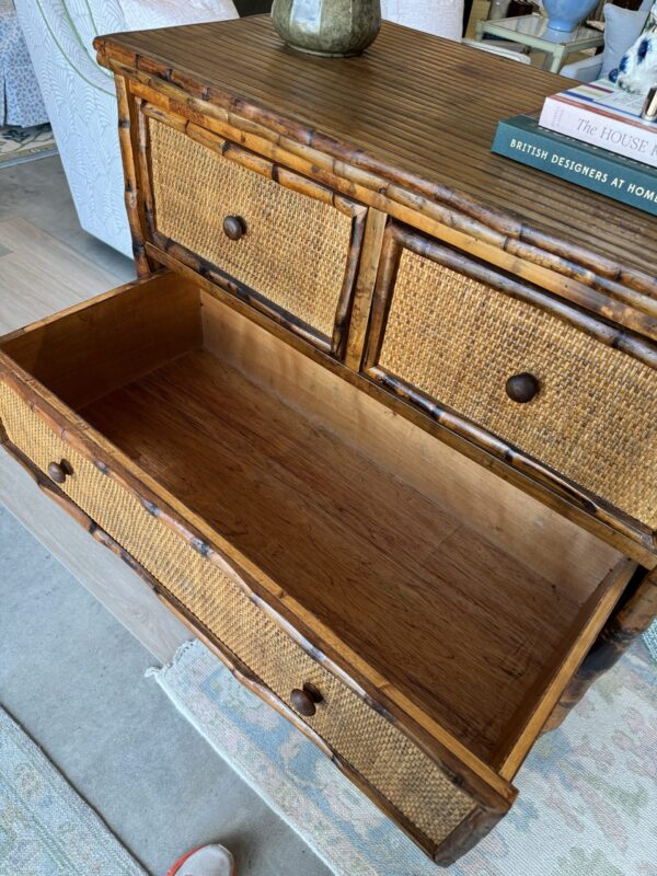 NEW  faux bamboo and Caine chest of drawers - Image 6