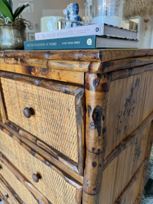 NEW  faux bamboo and Caine chest of drawers - Image 7