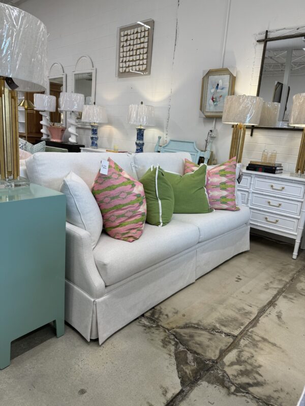 Juli arm skirted 2 over 2  performance fabric sofa - revolution Hailey bone - Image 4