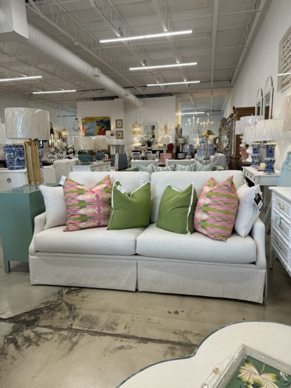 Juli arm skirted 2 over 2  performance fabric sofa - revolution Hailey bone