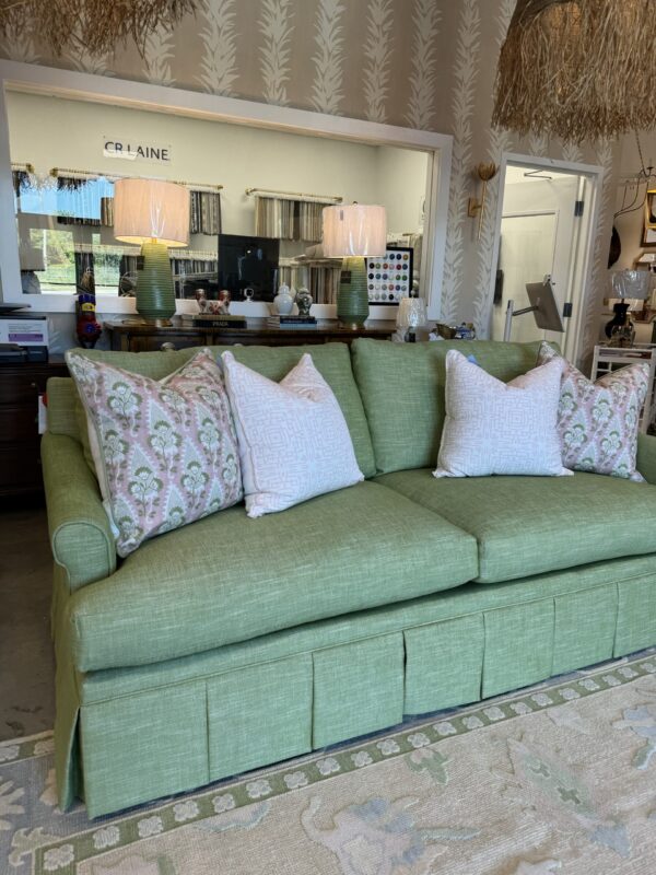 CR Lane magnolia skirted sofa 2 over 2 in performance fabric green - Image 3