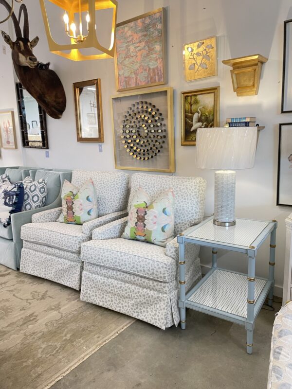 Capris  swivel and rock chair in performance fabric crypton nomad seafoam spot  -$1450 each - sold as a set