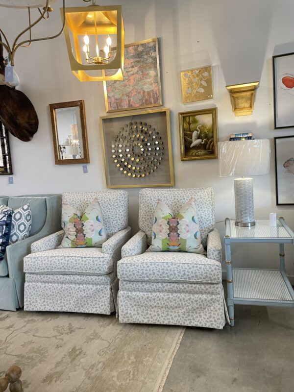 Capris  swivel and rock chair in performance fabric crypton nomad seafoam spot  -$1450 each - sold as a set - Image 4