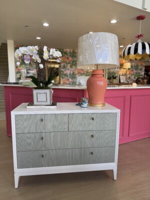 Sea foam grass cloth abaca Bimini accent chest!