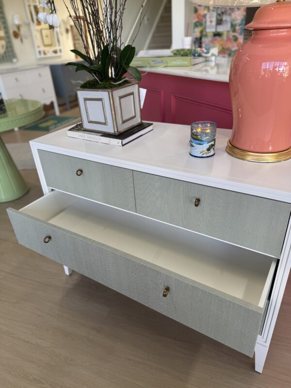 Sea foam grass cloth abaca Bimini accent chest! - Image 5