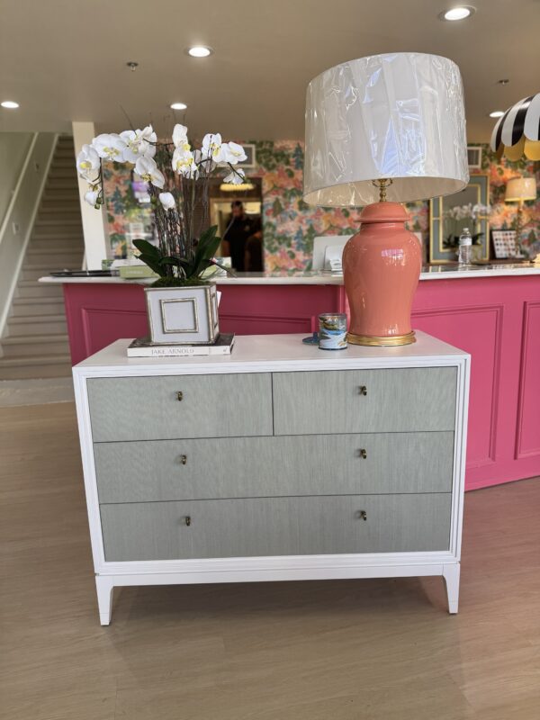 Sea foam grass cloth abaca Bimini accent chest! - Image 6