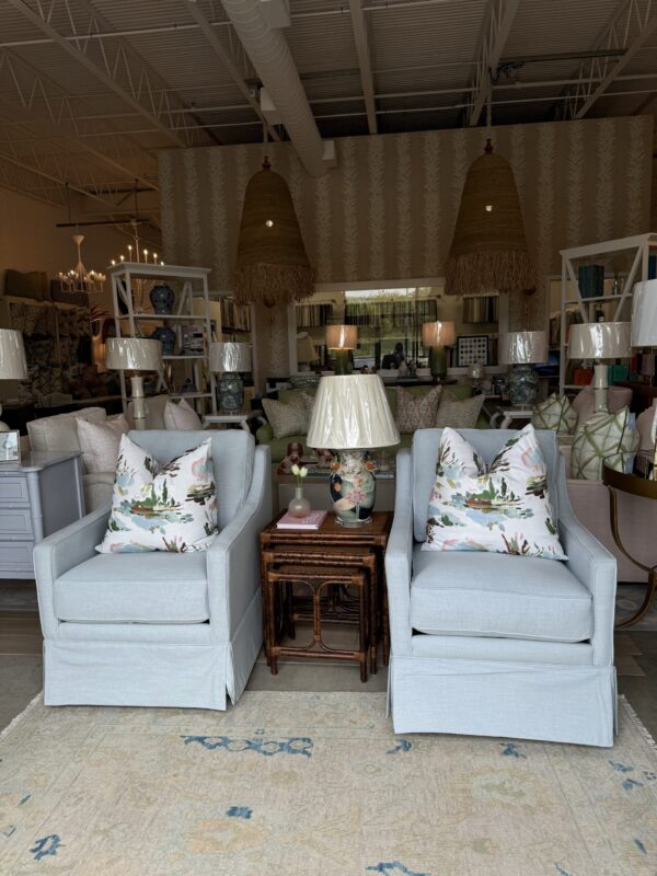 Larson arm swivel chair set in performance fabric oxfordton aqua !- $1550 each - Image 2