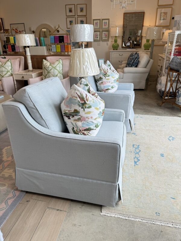 Larson arm swivel chair set in performance fabric oxfordton aqua !- $1550 each - Image 5