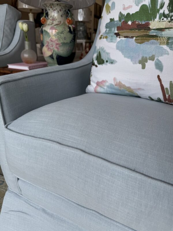 Larson arm swivel chair set in performance fabric oxfordton aqua !- $1550 each - Image 4