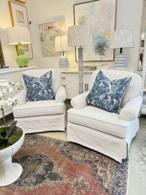 SET OF Performance fabric swivel and rock chars! $1275 each - Hailey bone rolled arm