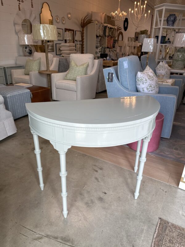 Half Moon Demilune Console Table | Sherwin Williams Oyster Bay - Image 3