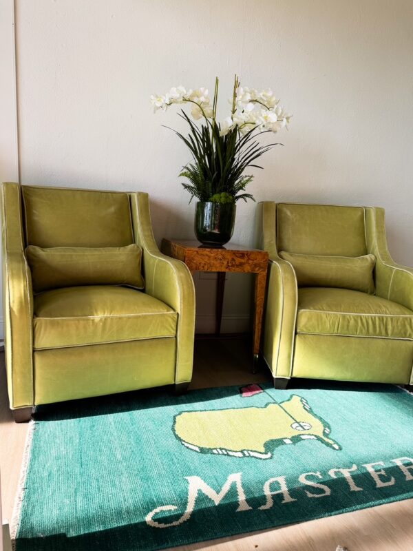 Set of (2) Hudson Genuine Leather Electric Recliners | Celadon w/ Contrast Suede Welting - Image 3