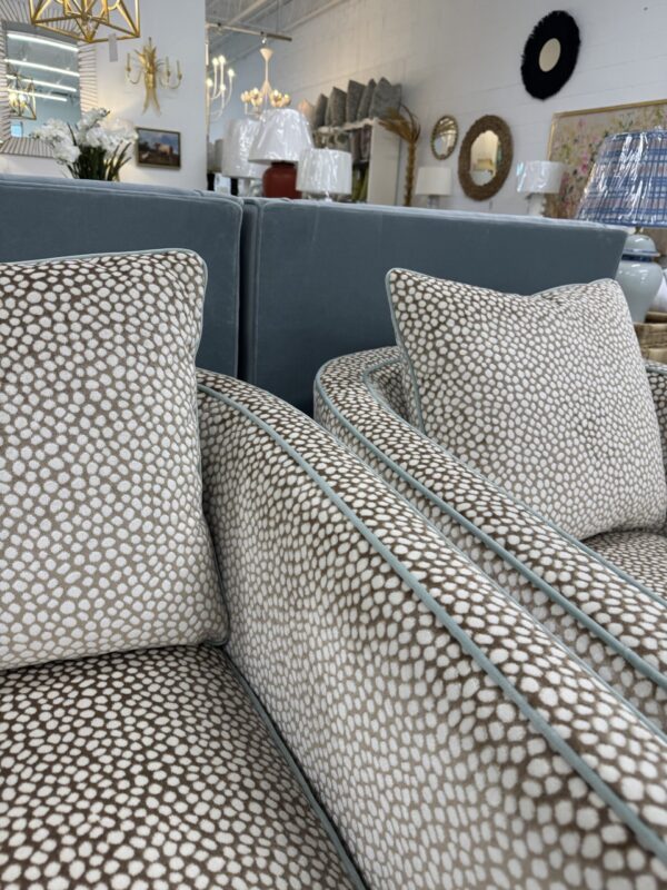 Swivel spotted chair set with luxery down blend cushuon fill 
$2550 each fabric Torrey snow and banks shale welt - Image 4