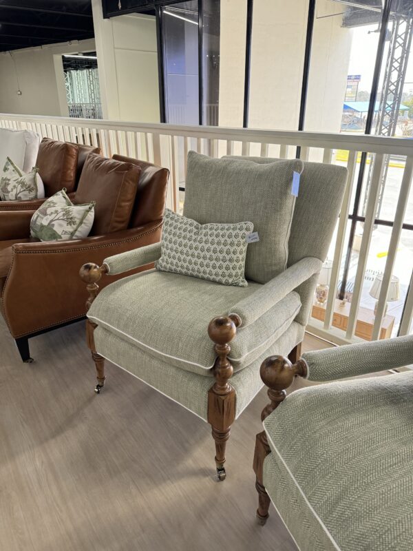Set of Bradstreet chair! With green herringbone fabric  and white welt! Sold as a set - cleaning code s! - Image 4