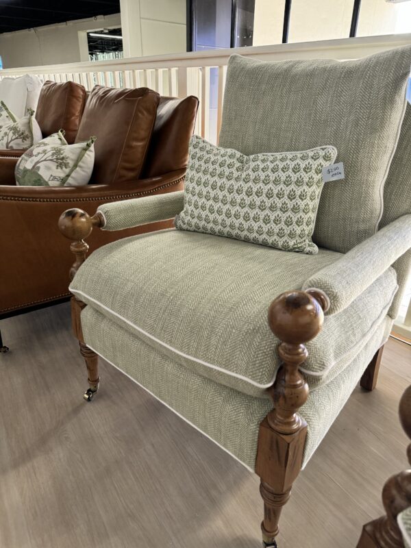 Set of Bradstreet chair! With green herringbone fabric  and white welt! Sold as a set - cleaning code s! - Image 3