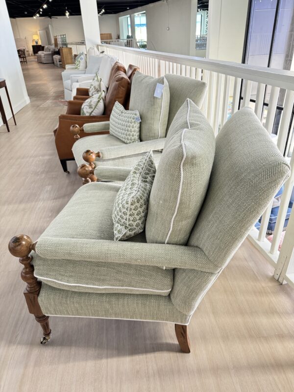 Set of Bradstreet chair! With green herringbone fabric  and white welt! Sold as a set - cleaning code s! - Image 2