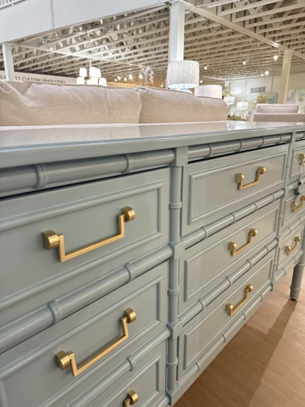 NEW | Reynolds Collection Faux-Bamboo 9 Drawer Dresser in BM  ocean city blue poppy’s line - Image 4