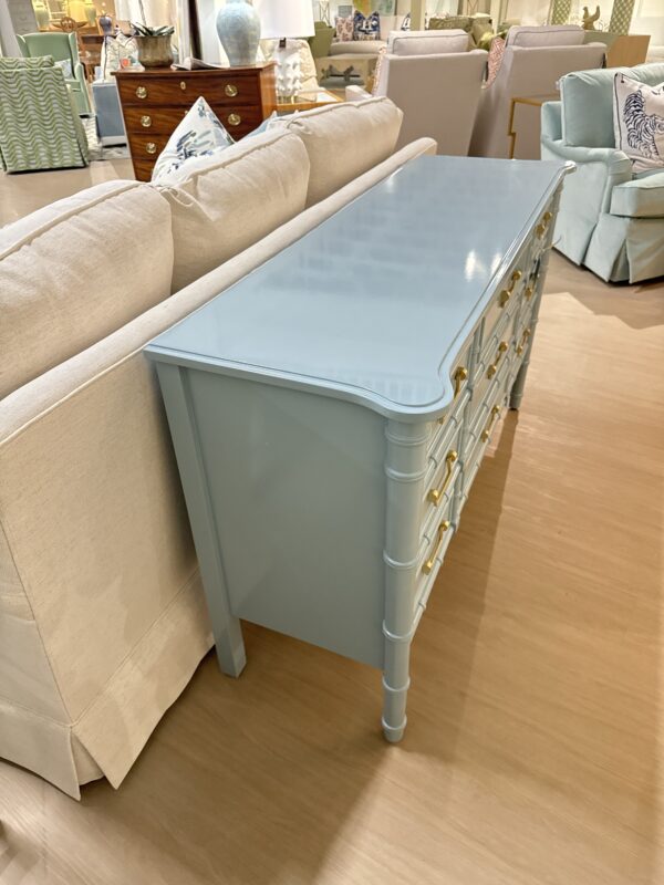 NEW | Reynolds Collection Faux-Bamboo 9 Drawer Dresser in BM  ocean city blue poppy’s line - Image 5