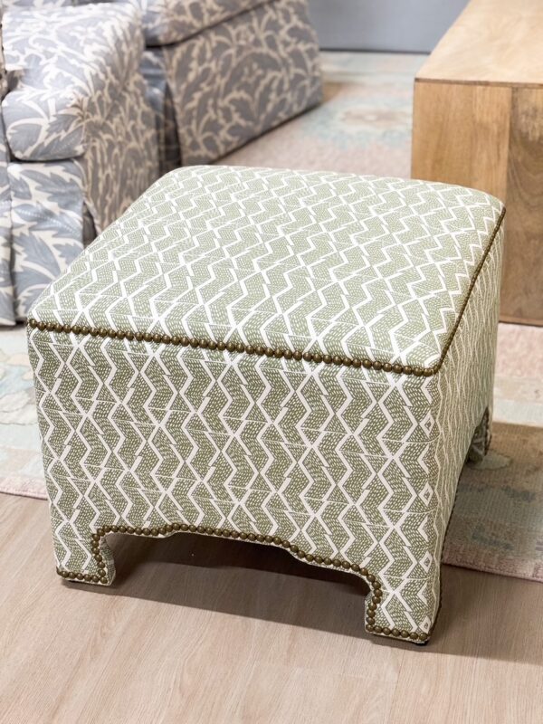 Set of (2) Lee Industries Cocktail Ottomans | Tessa Basil w/ Nail Heads - Image 2