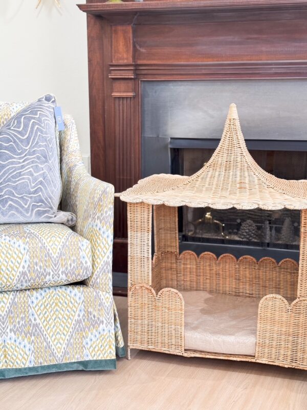 Scalloped Rattan Pagoda Dog Bed