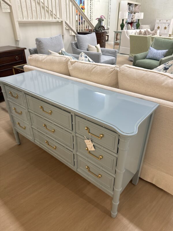 NEW | Reynolds Collection Faux-Bamboo 9 Drawer Dresser in BM  ocean city blue poppy’s line - Image 6