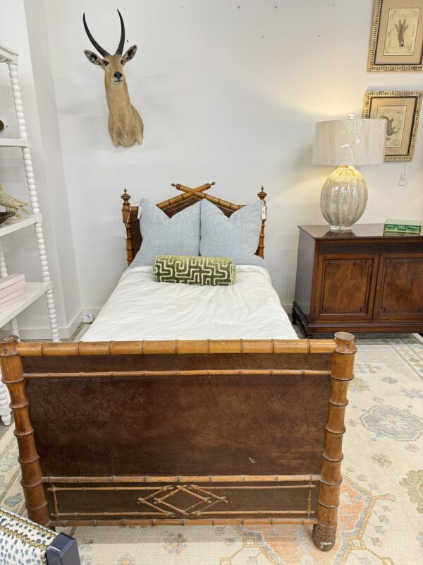 Vintage bamboo, twin bed with bamboo detailing!