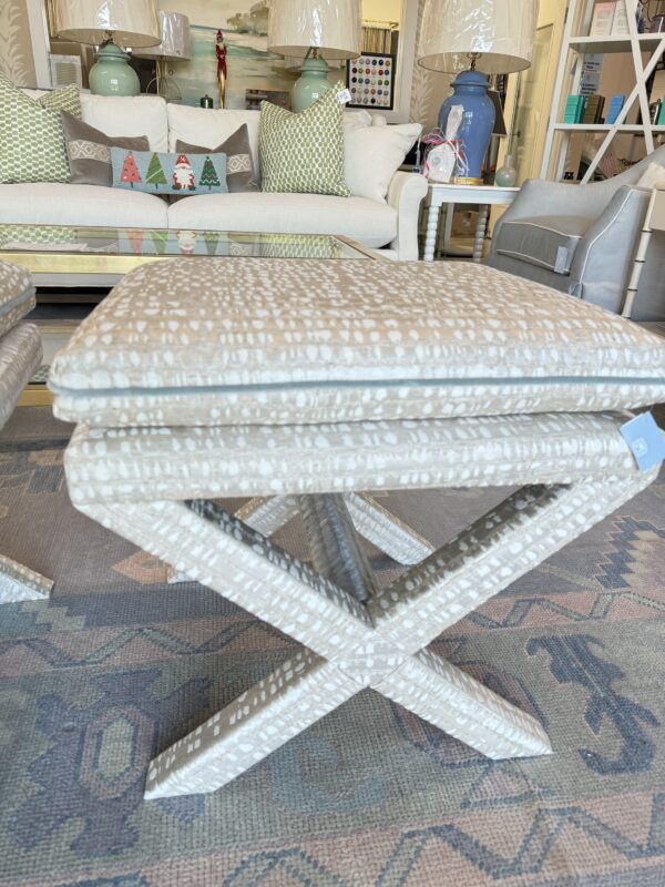 Upholstered x bench ottoman set! $1450 each - Image 4