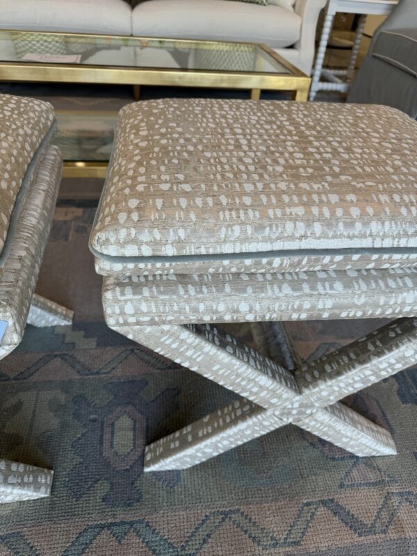 Upholstered x bench ottoman set! $1450 each - Image 3