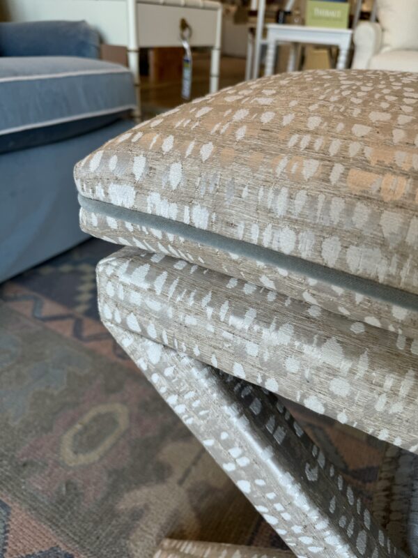 Upholstered x bench ottoman set! $1450 each - Image 2