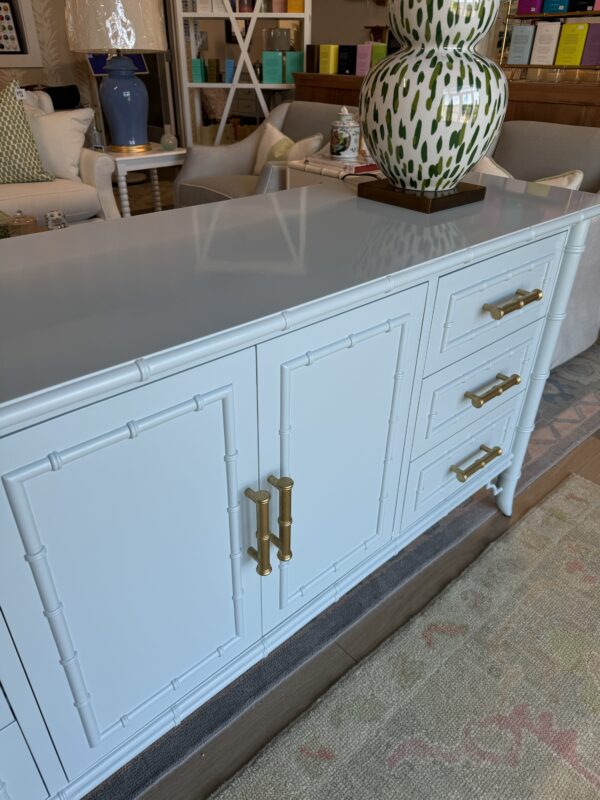 Poppy's Signature Faux Bamboo Credenza | Benjamin Moore Dusty Blue - Image 6