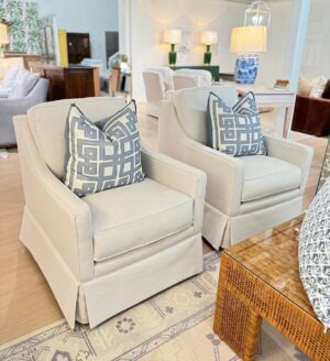 Larson arm swivel chair set in performance fabric Hailey bone  !- $1550 each