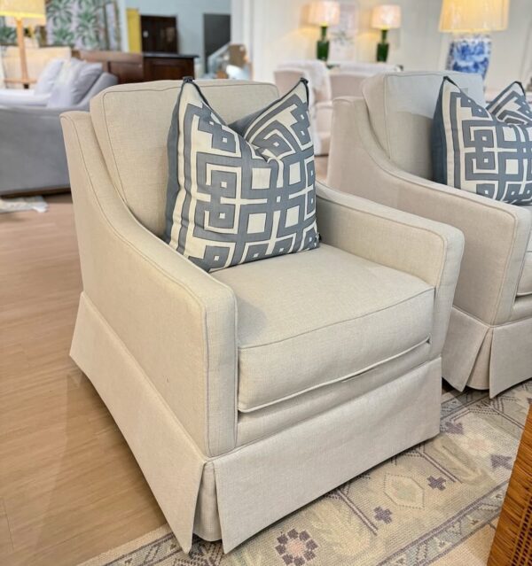 Larson arm swivel chair set in performance fabric Hailey bone  !- $1550 each - Image 5